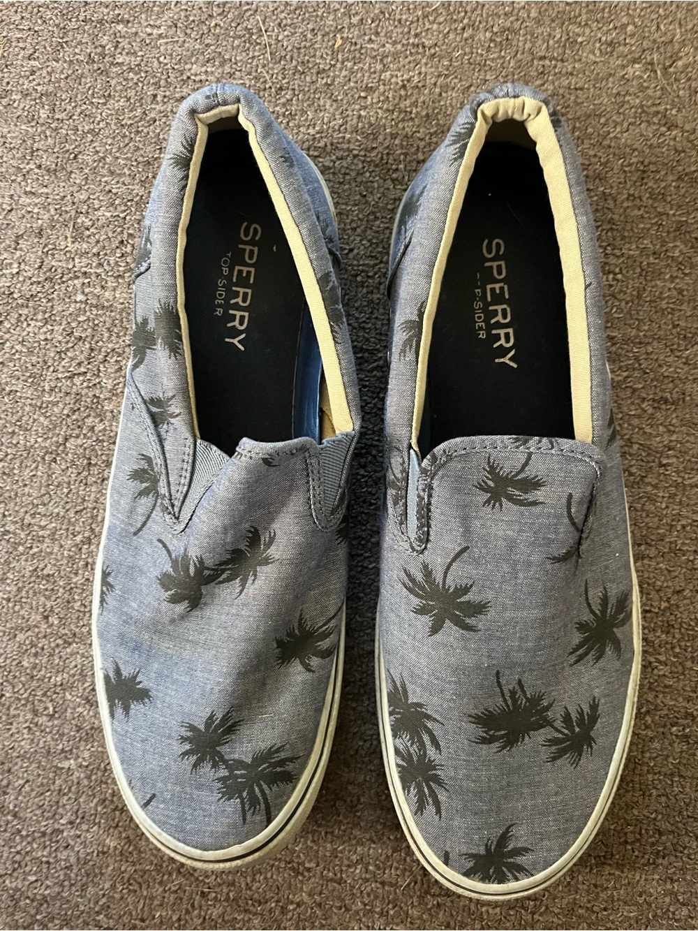 Sperry Men’s Casual Palm-Print Canvas Jeans Shoe — Gray